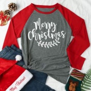Merry Christmas Leaf Baseball T-Shirt